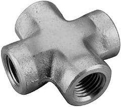 Parker - 1/8 Female Thread, Zinc Plated Steel Industrial Pipe Female Cross - FNPTF, 5,000 psi - Exact Tooling