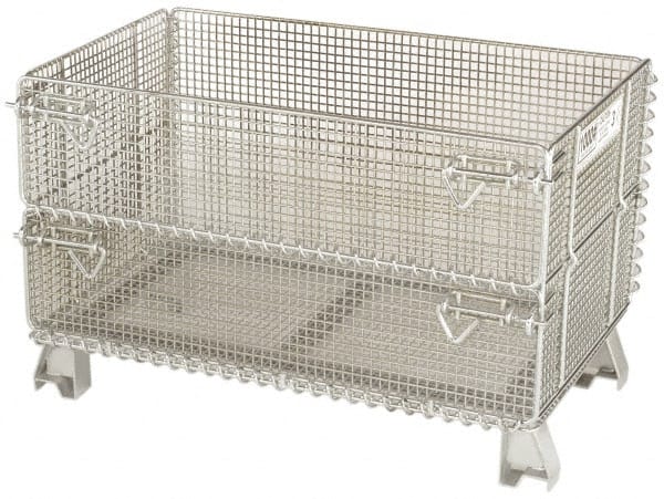Nashville Wire - 32" Long x 20" Wide x 16" High Steel Basket-Style Bulk Folding Wire Mesh Container - 1,000 Lb. Load Capacity - Exact Tooling