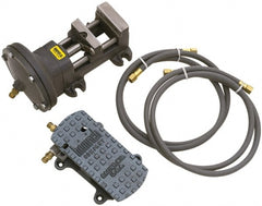 Heinrich - 4" Jaw Width, 4-5/8" Jaw Opening Capacity, Horizontal Stationary Machine Vise - Air Operation, 1 Station, 6-1/8" Long x 5-3/8" High x 1-5/16" Deep - Exact Tooling