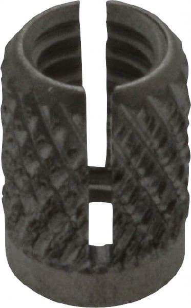 E-Z LOK - #8-32 UNC Stainless Steel Flanged Press Fit Threaded Insert for Plastic - 5/16" OAL, 0.23" Insert Diam, 7/32" Hole Diam, 7/32" Drill - Exact Tooling