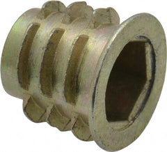 E-Z LOK - 5/16-18, Zinc Alloy Flanged Hex Drive Insert - 7/16" Drill, 0.4331" Hole Diam, 0.512" Long, 1/2" Min Grip, M8 Hex - Exact Tooling