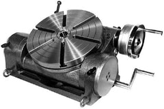 Yuasa - 6" Table Diam, Tilting Tilting Rotary Machining Table - 2MT Center Taper, 9.91mm T-Slot Width, 90:1 Gear Ratio - Exact Tooling