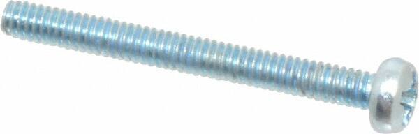 Value Collection - M2x0.40, 20mm Length Under Head Phillips Drive Machine Screw - Pan Head, Grade 4.8 Steel, Zinc-Plated Finish, Without Washer - Exact Tooling