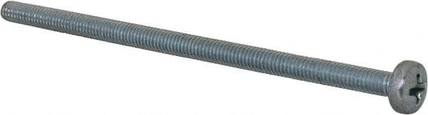 Value Collection - M4x0.70, 80mm Length Under Head Phillips Drive Machine Screw - Pan Head, Grade 4.8 Steel, Zinc-Plated Finish, Without Washer - Exact Tooling