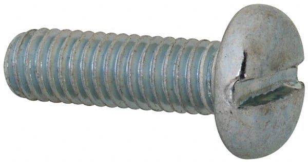 Value Collection - M6x1.00, 20mm Length Under Head Slotted Drive Machine Screw - Pan Head, Grade 4.8 Steel, Zinc-Plated Finish, Without Washer - Exact Tooling