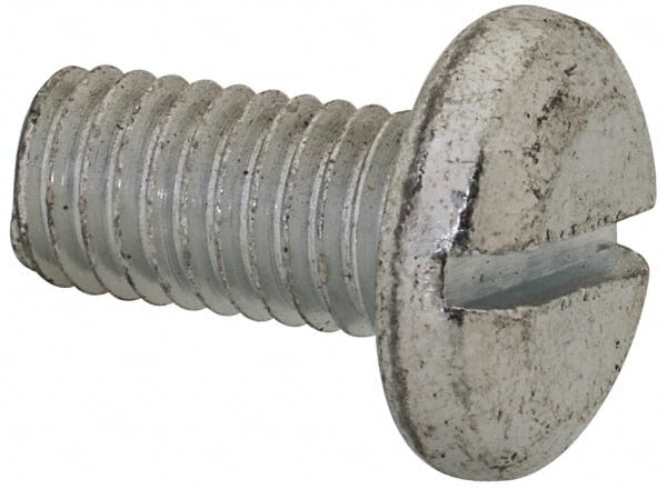 Value Collection - M8x1.25, 16mm Length Under Head Slotted Drive Machine Screw - Pan Head, Grade 4.8 Steel, Zinc-Plated Finish, Without Washer - Exact Tooling