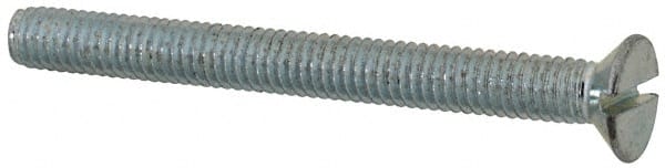 Value Collection - M4x0.70, 40mm OAL Slotted Drive Machine Screw - Flat Head, Grade 4.8 Steel, Zinc-Plated Finish, Without Washer - Exact Tooling