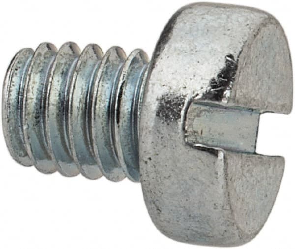 Value Collection - M4x0.70, 5mm Length Under Head Slotted Drive Machine Screw - Cheese Head, Grade 4.8 Steel, Zinc-Plated Finish, Without Washer - Exact Tooling