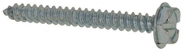 Value Collection - #6 Hex Washer Head Slotted Sheet Metal Screw - Steel, 1-1/4" Length Under Head, Grade 2 - Exact Tooling
