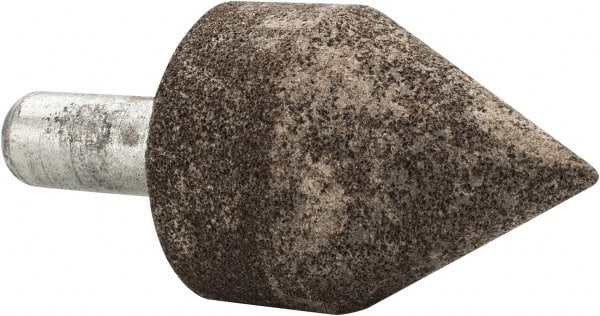 Grier Abrasives - 1-1/2" Diam 150 Grit 60° Included Angle Center Lap - Aluminum Oxide, Very Fine Grade, Extra Hard Density, Shank Mounted - Exact Tooling
