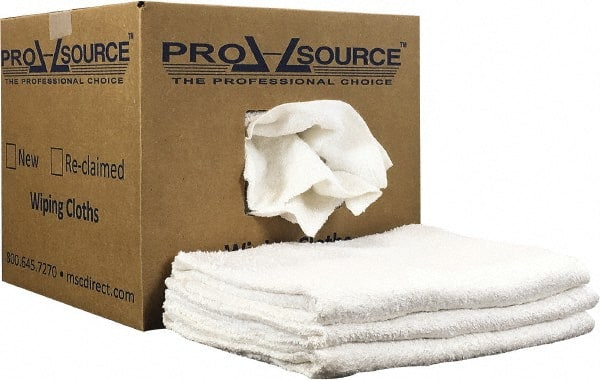 PRO-SOURCE - 40 Inch Long Virgin Terry Cotton Towels - White, Terry Cloth, Low Lint, Box - Exact Tooling