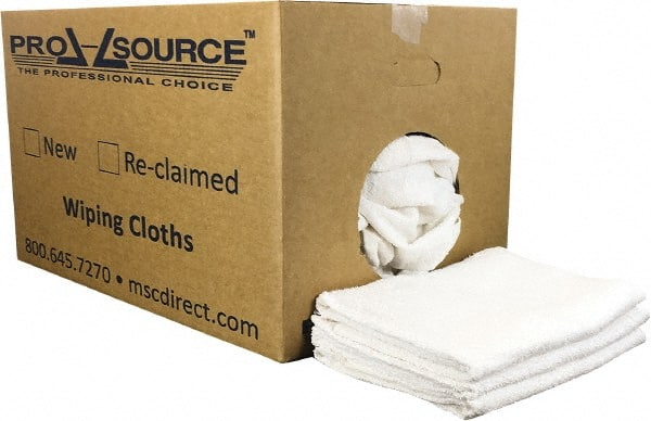 PRO-SOURCE - 40 Inch Long Virgin Terry Cotton Towels - White, Terry Cloth, Low Lint, Box - Exact Tooling