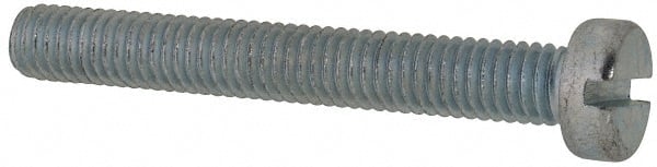 Value Collection - M6x1.00, 45mm Length Under Head Slotted Drive Machine Screw - Cheese Head, Grade 4.8 Steel, Zinc-Plated Finish, Without Washer - Exact Tooling