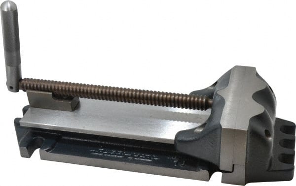 Cardinal Tool - 8" Jaw Opening Capacity x 2" Throat Depth, Horizontal Drill Press Vise - 6" Wide Jaw, Stationary Base, Rapid Action, 17" OAL x 3-7/8" Overall Height, Steel - Exact Tooling