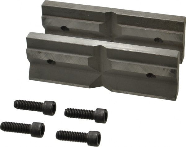 Cardinal Tool - 6" Wide x 2mm High, V-Groove Vise Jaw - Hard, Steel, Fixed Jaw, Compatible with 6" Vises - Exact Tooling