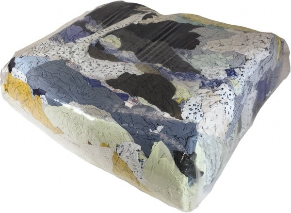 PRO-SOURCE - Reclaimed Poly/Cotton Rags - Assorted Colors, Low Lint, 50 Lbs. at 4 to 5 per Pound, Bale - Exact Tooling