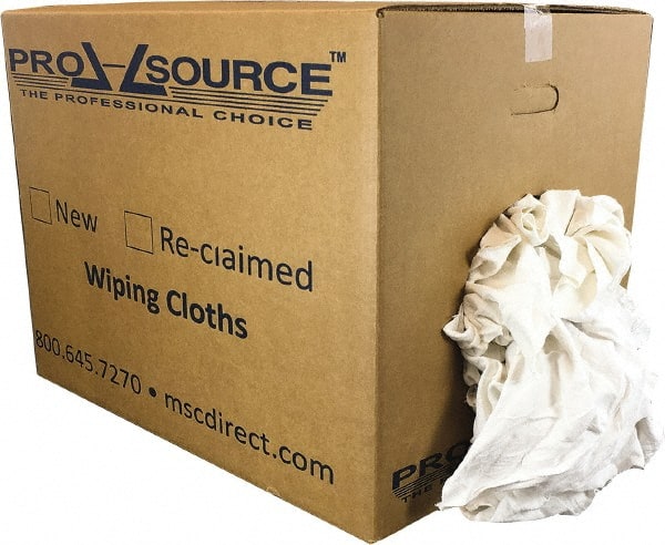 PRO-SOURCE - Reclaimed Cotton Polishing and Dust Cloths - White, Flannel, Low Lint, 50 Lbs. at 3 to 4 per Pound, Box - Exact Tooling