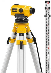 DeWALT - 26x Magnification, 0.5 to 300 Ft. Measuring Range, Automatic Optical Level Kit - Accuracy 1/32 Inch at 100 Ft., Kit Includes Aluminum Tripod with Quick Adjust Legs - Exact Tooling