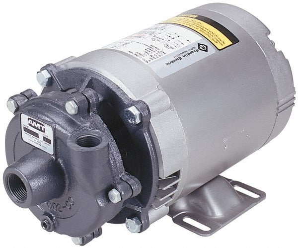 American Machine & Tool - 115/230 Volt, 1 Phase, 1/2 HP, Stainless Steel Straight Pump - 1-1/4 Inch Inlet, 1 Inch Outlet, 48 Max Head psi, Stainless Steel Impeller - Exact Tooling