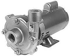 American Machine & Tool - 115/230 Volt, 1 Phase, 1/2 HP, Stainless Steel Straight Pump - 1-1/4 Inch Inlet, 1 Inch Outlet, 86 Max Head psi, Stainless Steel Impeller - Exact Tooling