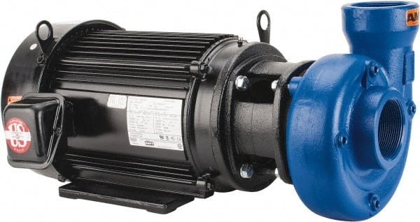 American Machine & Tool - 230/460V Volt, 3 Phase, 10 HP, Cast Iron Straight Pump - 3 Inch Inlet, 3 Inch Outlet, 98 Max Head psi, Stainless Steel Impeller, Buna-N Seal - Exact Tooling