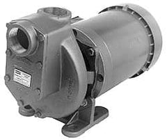 American Machine & Tool - 208-220/440 Volt, 3 Phase, 1-1/2 HP, Self Priming Pump - 1-1/2 Inch Inlet, 58 Head Pressure, Stainless Steel and Cast Iron Housing, Stainless Steel Impeller, PTFE Seal - Exact Tooling