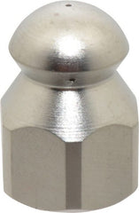 Value Collection - 4,200 psi Fixed, Stainless Steel, Sewer Pressure Washer Nozzle - 6mm Orifice Diam, 1/4" Thread, FPT, Polished - Exact Tooling