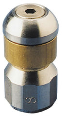 PRO-SOURCE - 3,000 psi Rotating, Stainless Steel, Sewer Pressure Washer Nozzle - 5.5mm Orifice Diam, 1/8" Thread, FPT, Polished - Exact Tooling