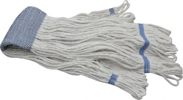 PRO-SOURCE - 5" White Head Band, X-Large Blended Fiber Extra Large #32 Loop End Mop Head - 4 Ply, Clamp Jaw Connection, Use for General Purpose - Exact Tooling