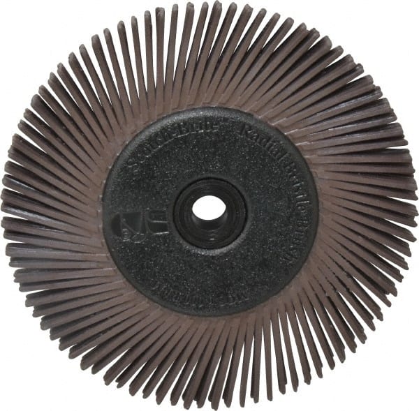 3M - 6" Diam, 1/2" Max Face Width, Plain Hole Radial Bristle Brush - 36 Grit, Very Coarse Grade, 6,000 Max RPM, Dark Brown - Exact Tooling