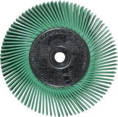 3M - 6" Diam, 1/2" Max Face Width, Plain Hole Radial Bristle Brush - 50 Grit, Coarse Grade, 6,000 Max RPM, Green - Exact Tooling