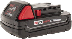 Milwaukee Tool - 18 Volt Lithium-Ion Power Tool Battery - 1.5 Ahr Capacity, 3/4 hr Charge Time, Series M18 RED - Exact Tooling