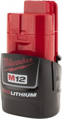 Milwaukee Tool - 12 Volt Lithium-Ion Power Tool Battery - 1.5 Ahr Capacity, 1 hr Charge Time, Series M12 RED - Exact Tooling