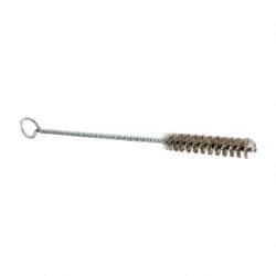 Schaefer Brush - 3" Long x 1/2" Diam Stainless Steel Long Handle Wire Tube Brush - Single Spiral, 27" OAL, 0.006" Wire Diam, 0.17" Shank Diam - Exact Tooling