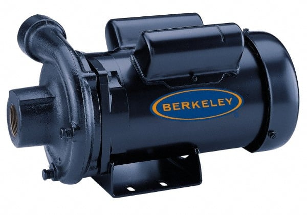 Berkeley - TEFC Motor, 230 Volt, 1 Phase, 2-1/2 HP, Cast Iron Straight Pump - 2 Inch Inlet, 1-1/2 Inch Outlet, 142 Max Head psi, Brass Impeller - Exact Tooling