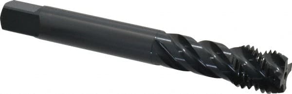 OSG - M20x2.50 Metric Coarse 4 Flute 6H Modified Bottoming Spiral Flute Tap - Vanadium High Speed Steel, Oxide Finish, 140mm OAL, Right Hand Flute, Right Hand Thread - Exact Tooling