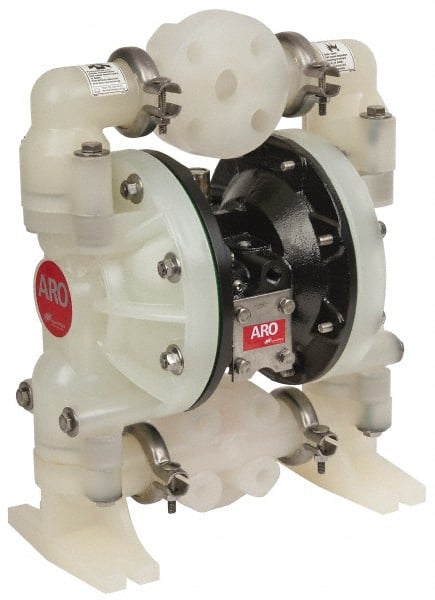 ARO/Ingersoll-Rand - 1" NPT, Nonmetallic, Air Operated Diaphragm Pump - PTFE Diaphragm, Polypropylene Housing - Exact Tooling