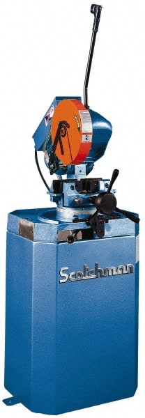 Scotchman - 2 Cutting Speeds, 10-3/4" Blade Diam, Cold Saw - 60 & 120 RPM Blade Speed, Floor Machine, 3 Phase, Compatible with Ferrous Material - Exact Tooling
