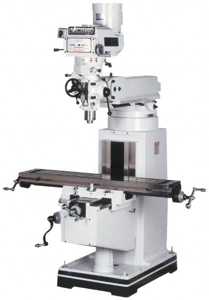 Vectrax - 10" Table Width x 54" Table Length, Variable Speed Pulley Control, 3 Phase Knee Milling Machine - R8 Spindle Taper, 5 hp - Exact Tooling