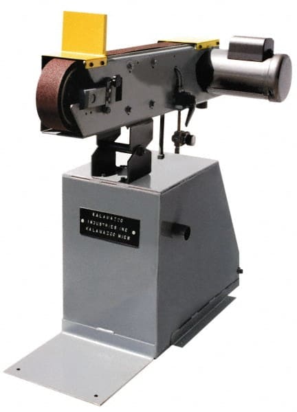 Kalamazoo - 90 Inch Long x 3 Inch Wide Belt Grinder - 2 hp, 220 Volts, Horizontal Belt, 6,900 Ft. per Min Belt Speed - Exact Tooling