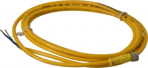 Brad Harrison - 4 Amp, M8 Female Straight to Pigtail Cordset Sensor and Receptacle - 60 VAC, 75 VDC, 2m Cable Length, IP68 Ingress Rating - Exact Tooling