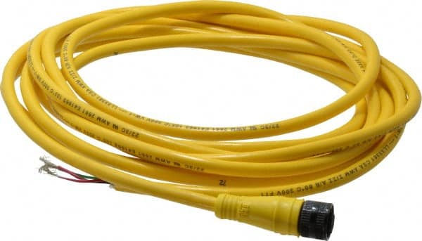 Brad Harrison - 4 Amp, 1/2-20 UNF Female Straight to Pigtail Cordset Sensor and Receptacle - 250 VAC/VDC, 3.70m Cable Length, IP67 Ingress Rating - Exact Tooling