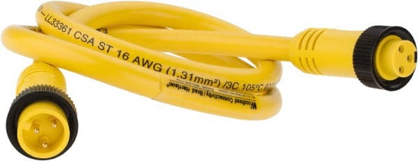 Brad Harrison - 13 Amp, Female Straight, Male Straight Cordset Sensor and Receptacle - 600 Volt, 0.91m Cable Length, IP67 Ingress Rating - Exact Tooling