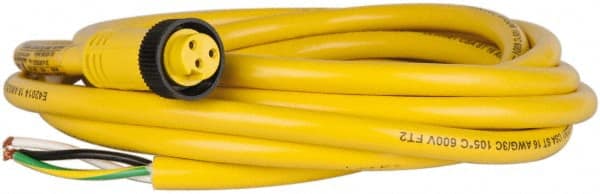 Brad Harrison - 13 Amp, Female Straight to Pigtail Cordset Sensor and Receptacle - 600 Volt, 3.66m Cable Length, IP67 Ingress Rating - Exact Tooling