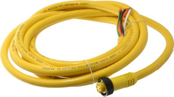 Brad Harrison - 8 Amp, Female Straight to Pigtail Cordset Sensor and Receptacle - 600 Volt, 3.66m Cable Length, IP67 Ingress Rating - Exact Tooling