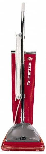 Sanitaire - Single Motor Heavy-Duty Upright Vacuum Cleaner - 12" Cleaning Width, 7" Amps, 3-Position Adjustable Handle, Red - Exact Tooling