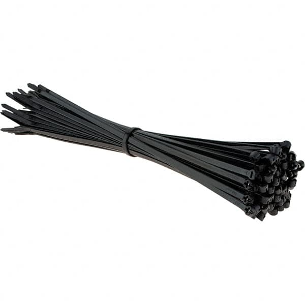 Thomas & Betts - 11.6" Long Black Nylon Standard Cable Tie - 50 Lb Tensile Strength, 1.41mm Thick, 4" Max Bundle Diam - Exact Tooling