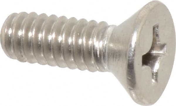 Value Collection - 1/4-20 UNC, 3/4" OAL Phillips Drive Machine Screw - Flat Head, Grade 316 Stainless Steel, Uncoated, Without Washer - Exact Tooling