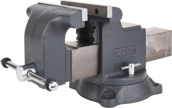 Wilton - 8" Jaw Width x 8" Jaw Opening Capacity, 4" Throat Depth, Bench & Pipe Combination Vise - 3/4 to 3" Pipe Capacity, Swivel Base, Bolt Down Attachment, Ductile Iron - Exact Tooling