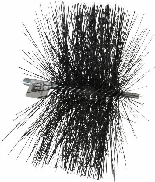 Schaefer Brush - 4-1/2" Brush Length, 11" Diam, Double Stem, Double Spiral Tube Brush - 7-1/2" Long, Tempered Steel Wire, 1/4" NPT Male Connection - Exact Tooling